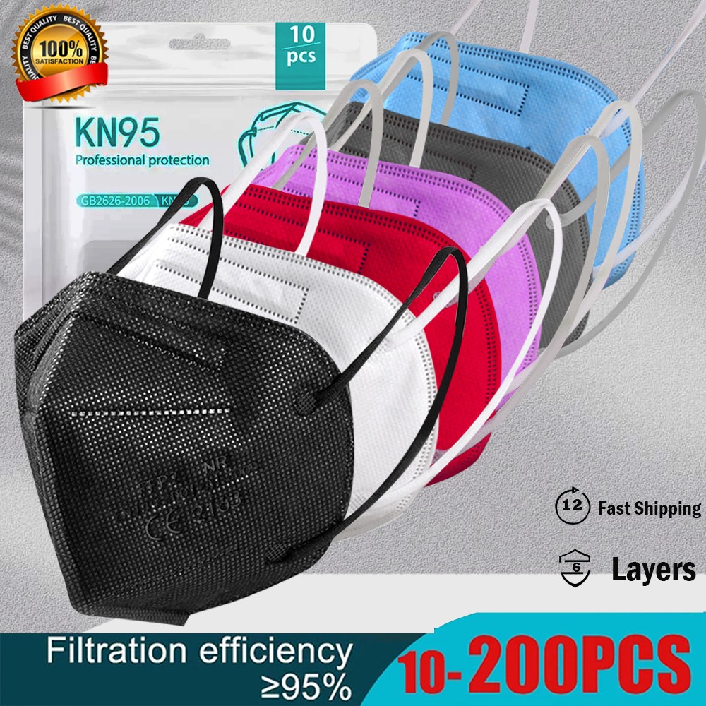 أقنعة ffp2 الأسود kn95 Mascarillas نيجرا الكبار 6-Layer fpp2 وافق kn95 CE التنفس mascherine ffpp2 قابلة لإعادة الاستخدام