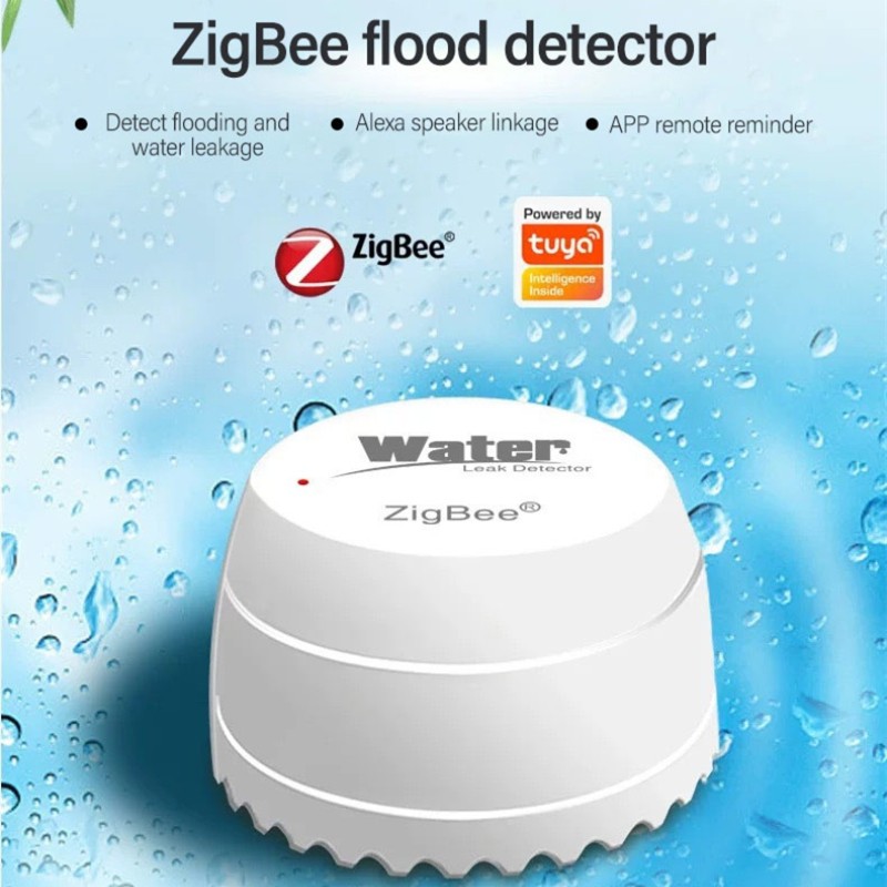 Tuya Zigbee Water Leak Detector Flood Sensor Warning Function Smart Life Support APP Work with Tuya Zigbee Gateway