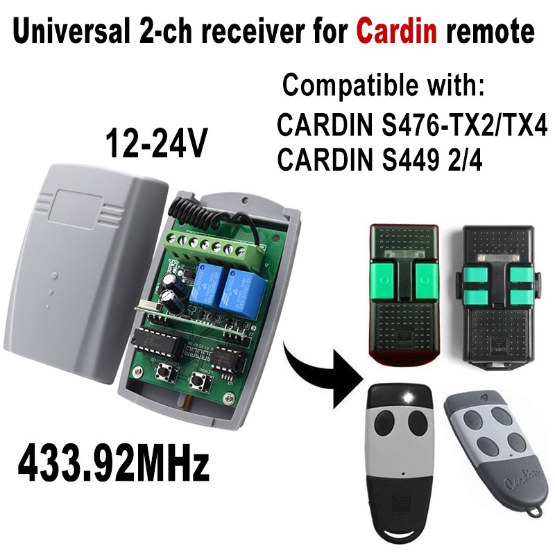 5pcs 433.92MHz 433MHz Garage Receiver for Cardin S449 Rolling Code Cardin S476 tx2 tx4 Remote Control for Cardin Garage Door