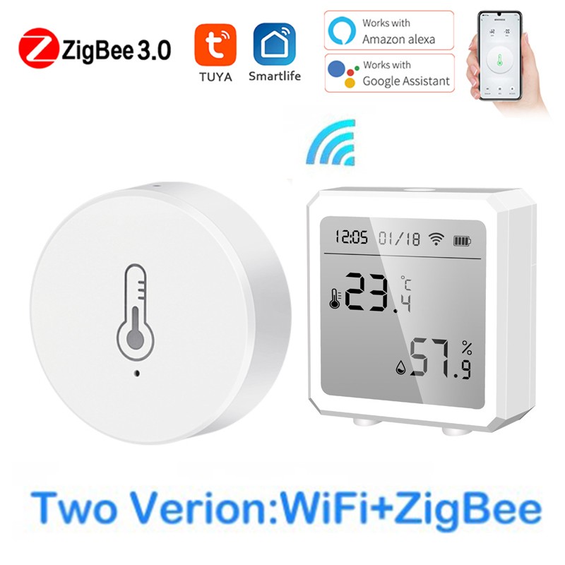 Tuya WiFi ZigBee Temperature Humidity Sensor Smart Home Thermometer with LCD Screen Alexa Google Home APP Smart Life