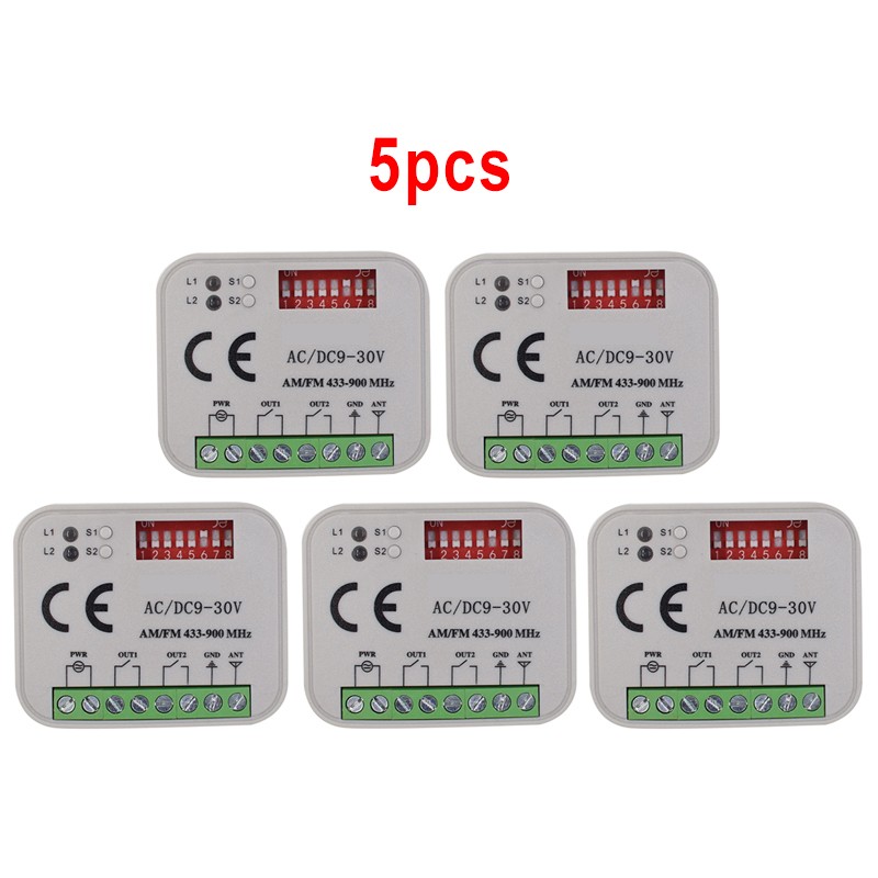 5 قطعة جهاز التحكم عن بعد MUTIL استقبال متعدد التردد 433MHz 310MHz 390MHz 868MHz 2CH التيار المتناوب تيار مستمر 9-30 فولت التحكم عن بعد التبديل المراقب المالي