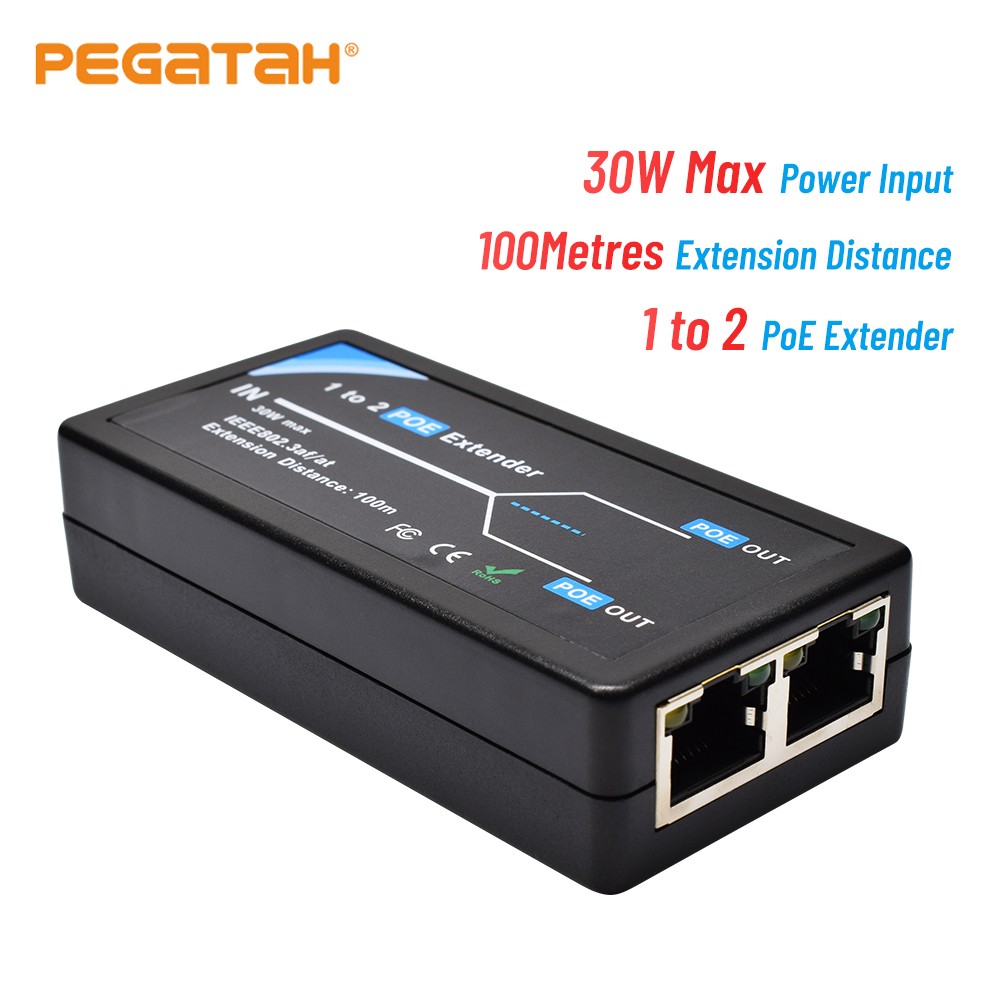 2 port POE extender port transmission extender IEEE802.3af max extend 120m transmission poe extender for ip camera transmission