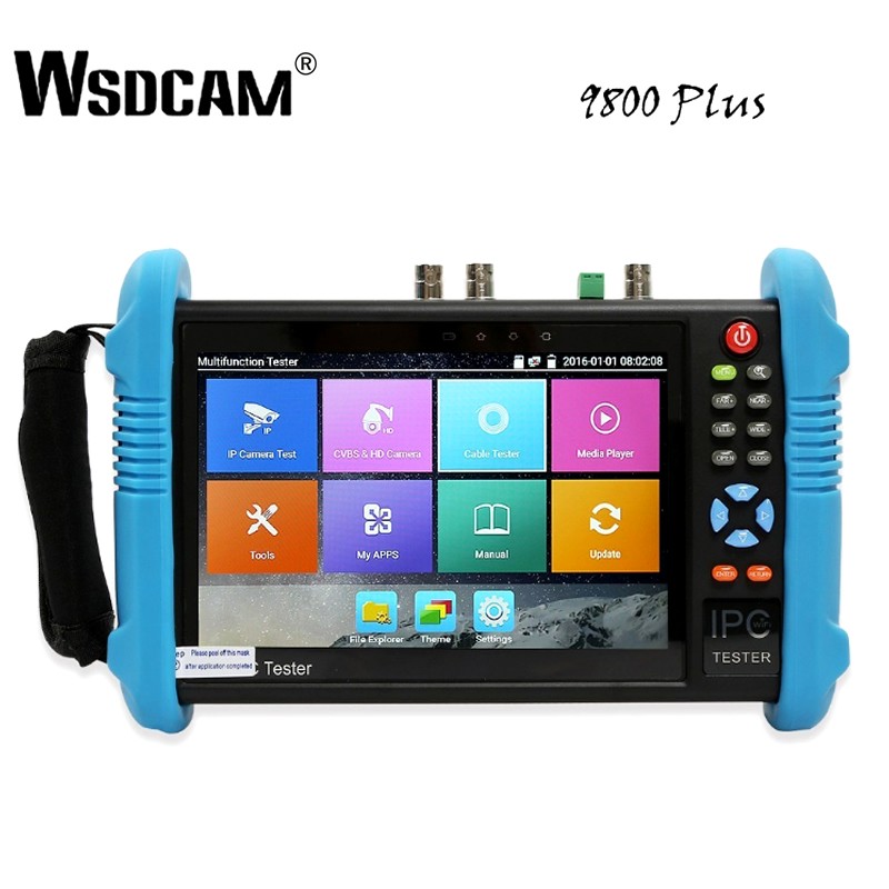 WSDCAM 9800 زائد 7 بوصة IP فاحص الكاميرا CCTV تستر CVBS التناظرية فاحص الكاميرا مع POE/WIFI/4K H.265/HDMI الإخراج/RJ45 TDR/ONVIF