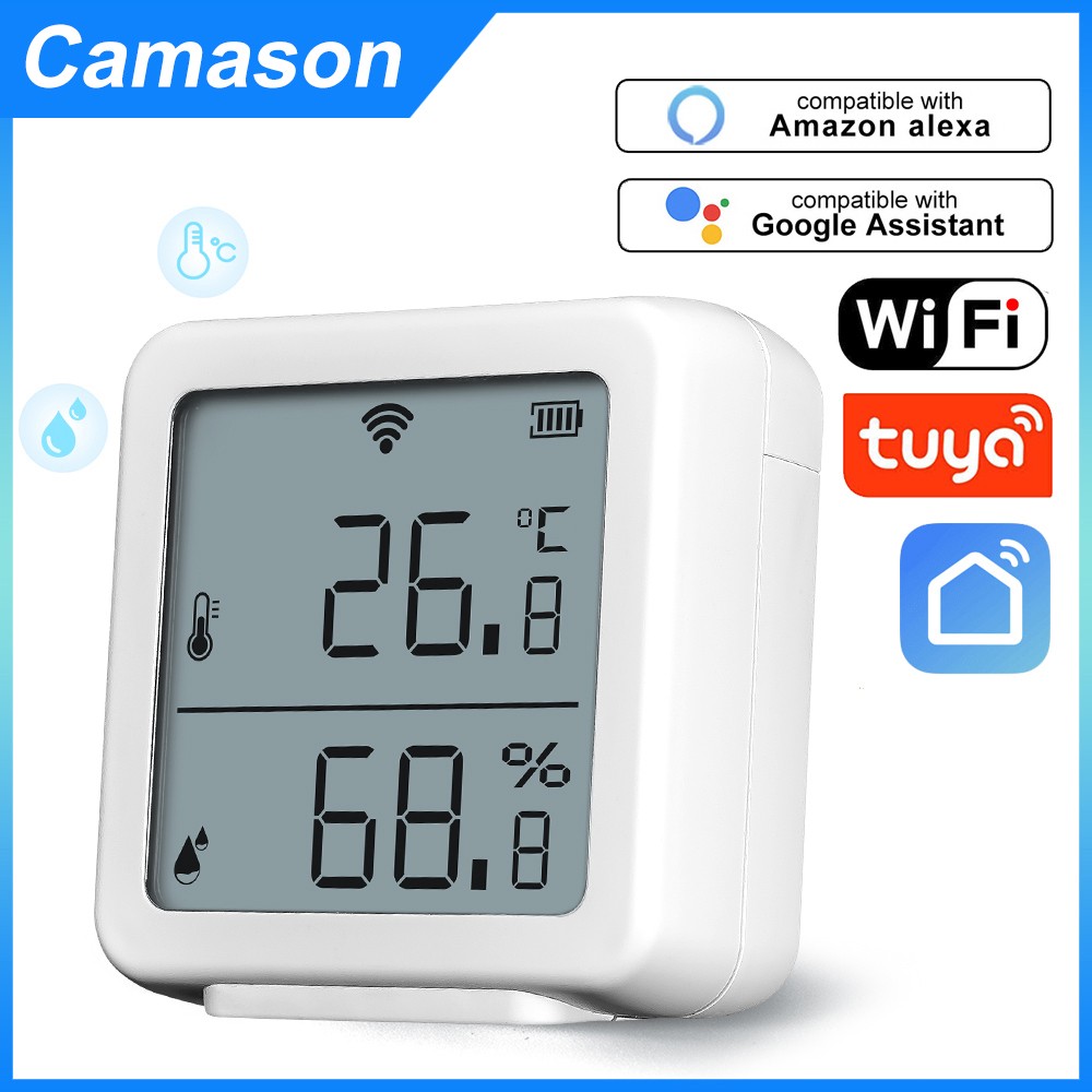 Camason Tuya Wifi 2022 Temperature Humidity Sensor Indoor Humidity Meter Thermometer Detector Support Alexa Google Smart Home