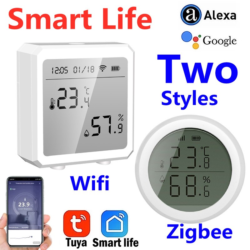 2022 Tuya WIFI ZigBee Temperature and Humidity Sensor Controller Meter Indoor Hygrometer Thermometer with LCD Display for Smart