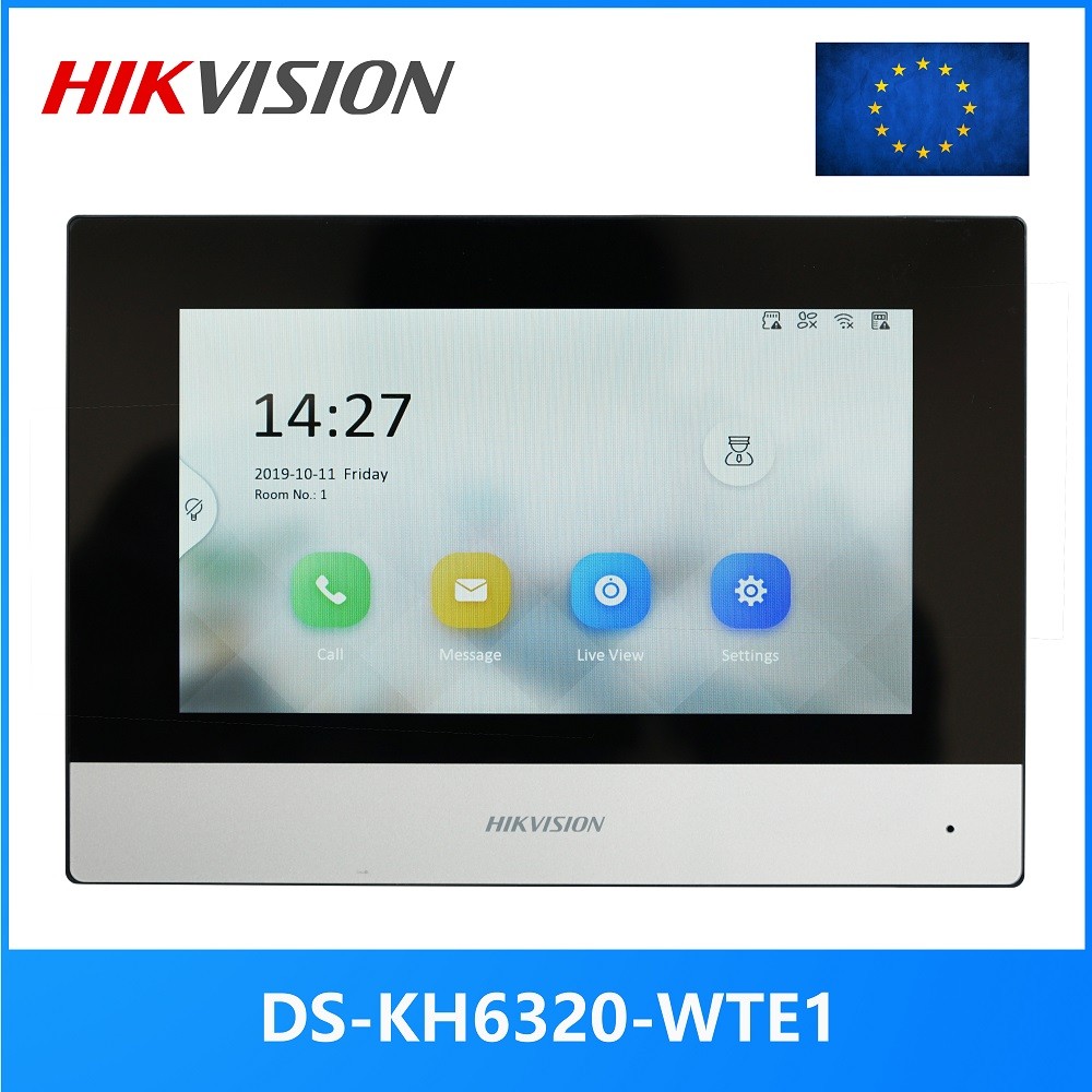 Hikvision International Version Multi-Language DS-KH6320-WTE1 Indoor Monitor, 802.3af PoE, Heck Connect App, WiFi, Video Intercom