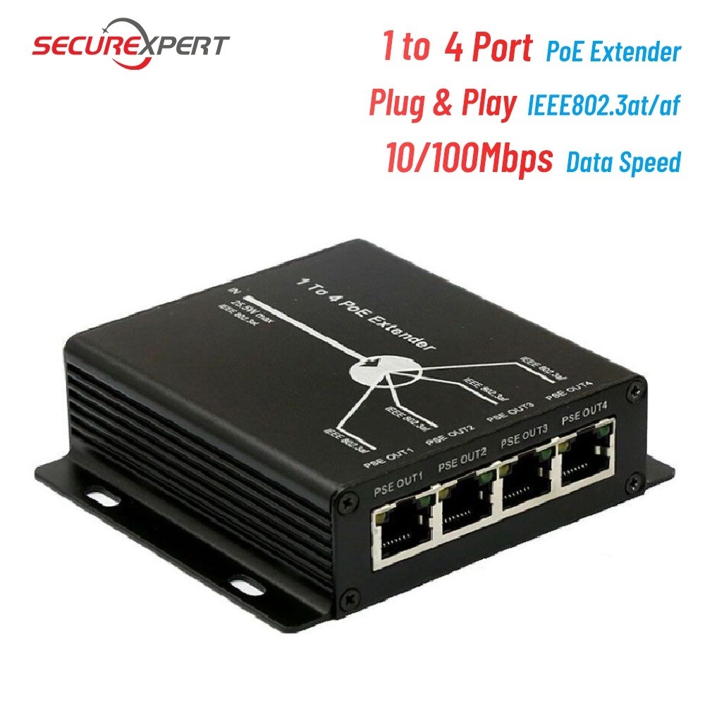 POE موسع 1 T0 4 ميناء 10/100M 25.5W ل IP كاميرا لتمديد 120 متر IEEE802.3af POE شبكة أجهزة التوصيل والتشغيل