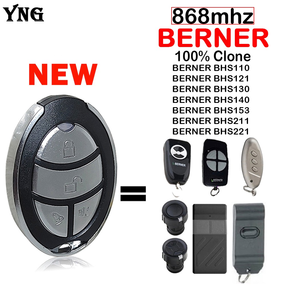 Berner 868MHz Garage Door Remote Control for Berner BHS121 BHS153 BHS110 BHS140 BHS221 Manual Transmitter for Electric Gate Control