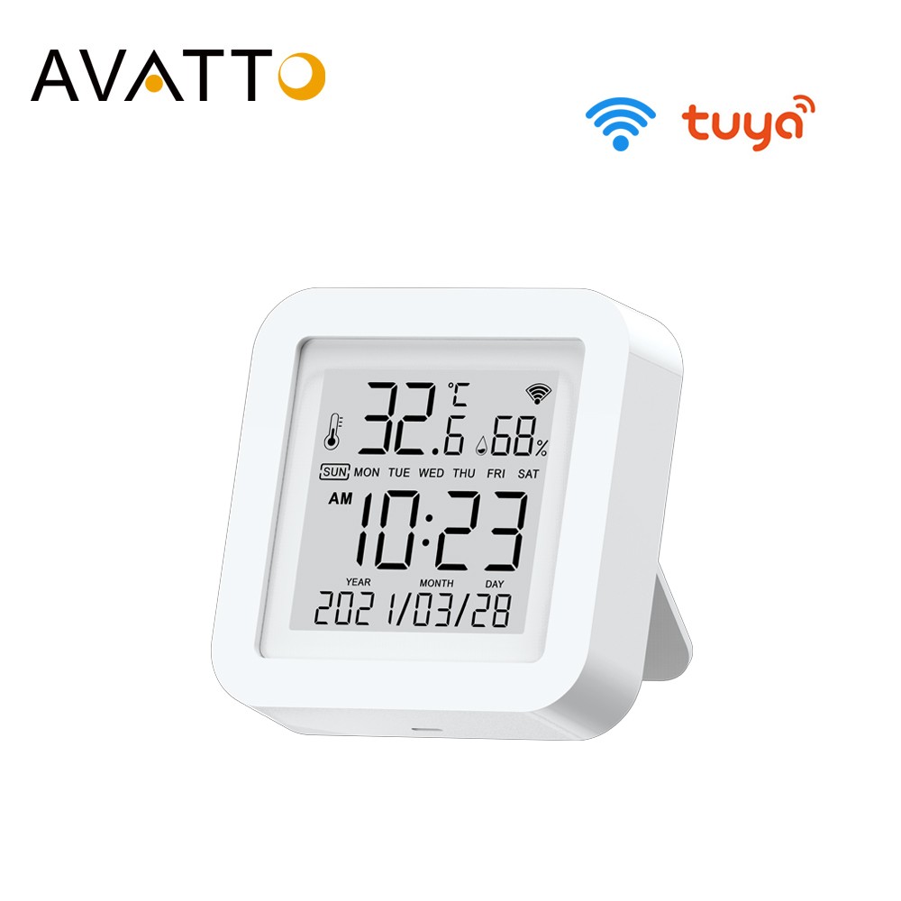 2022 AVATTO Tuya WiFi Temperature Humidity Sensor, Real-time Report LCD Display Indoor Humidity Thermometer Alexa Google