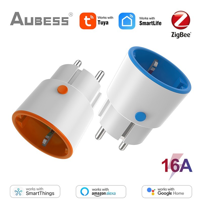 2022 16A Tuya ZigBee 3.0 Smart Power Plug EU Smart Socket Energy Monitor Outlet Wireless Voice Remote Control Alexa Google Home