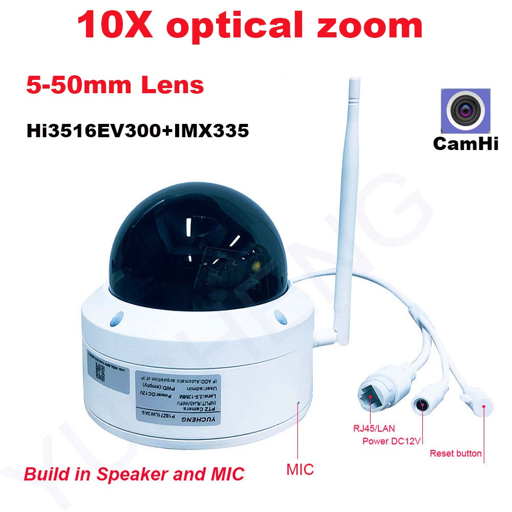 CamHi 5MP 4MP Wireless 10X Optical Zoom Speed ​​Dome PTZ IP Camera Security IP Camera Microphone Speaker Onvif P2P Outdoor 5-50mm Lens