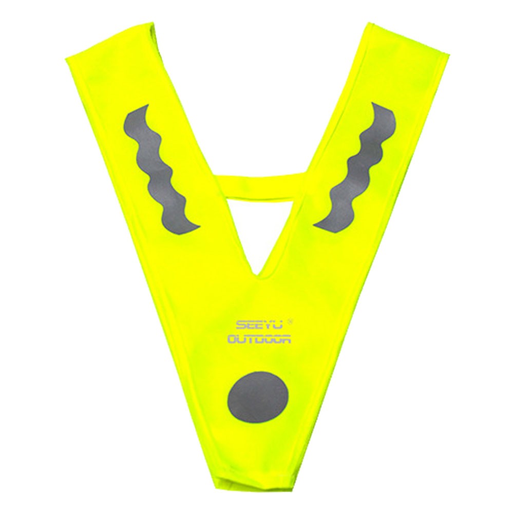 Fluorescent Yellow V Shaped Traffic Safety Road Polyester Free Size Night Security Children Reflective Vest Running Cycling