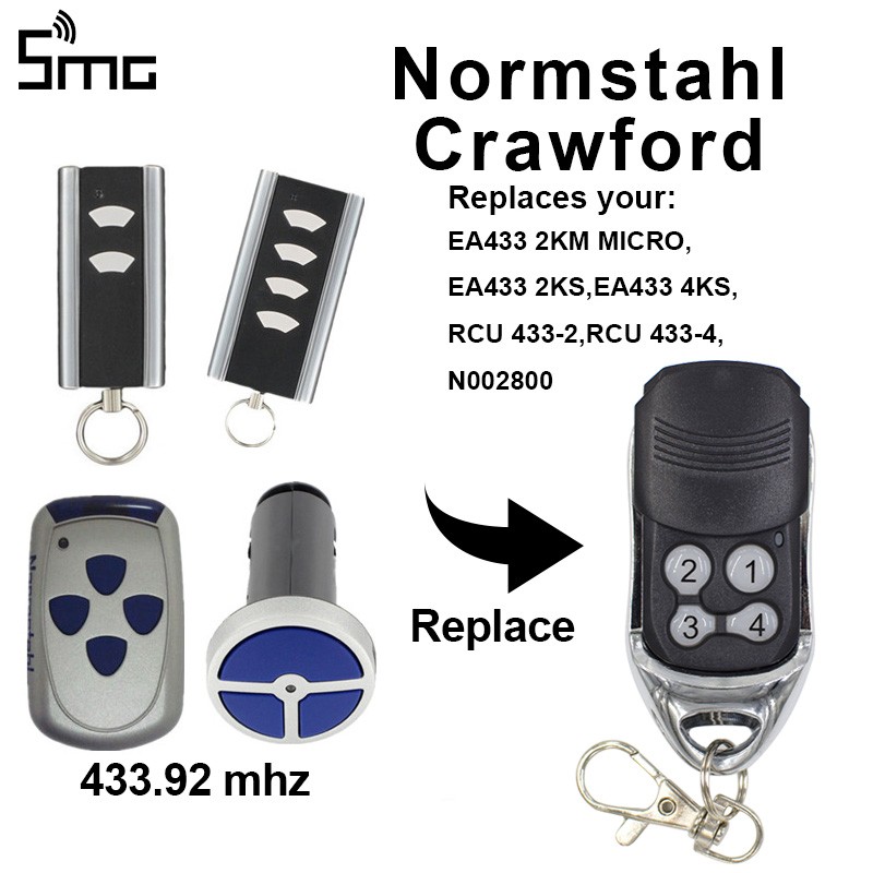 3pcs garage door remote control for pwstahl crawford EA433 2KS, EA433 4KS, RCU433-2, RCU433-4 transmitter door opener 433MHz