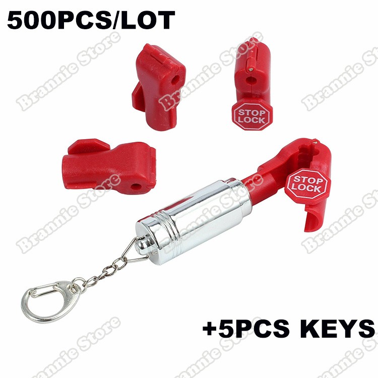 500pcs EAS Anti-theft Magnetic Retail Security Stop Lock Display Hook Stem Stop Lock 6mm Red + 5pcs Descher Keys Free Shipping