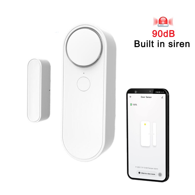 Smart Home Door Switch Magnetic Sensor Window Detector Compatible with Alexa Tuya APP Remote Control and Alerts