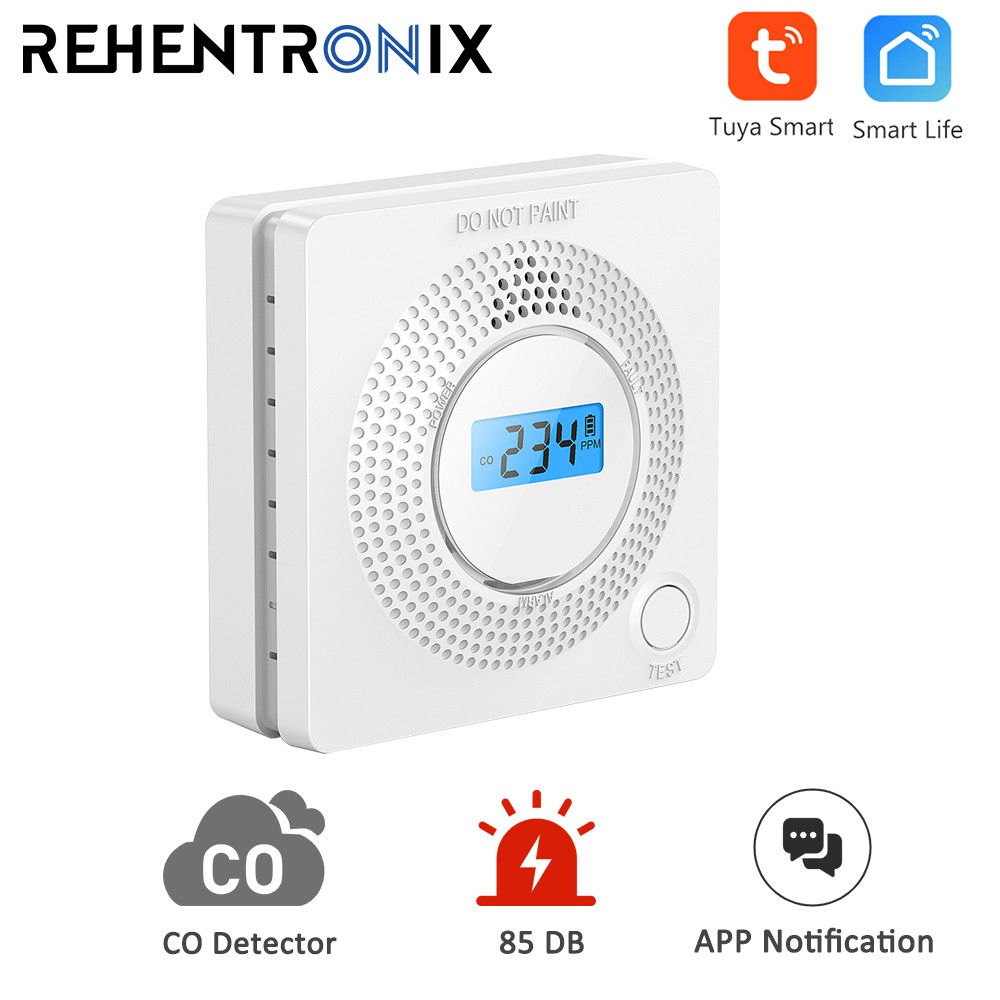 WiFi Carbon Monoxide Sensor Concentration LCD Display 85dB Siren Sound Co-detector Gas Alarm Tuya Smart Security Alarm Sensor