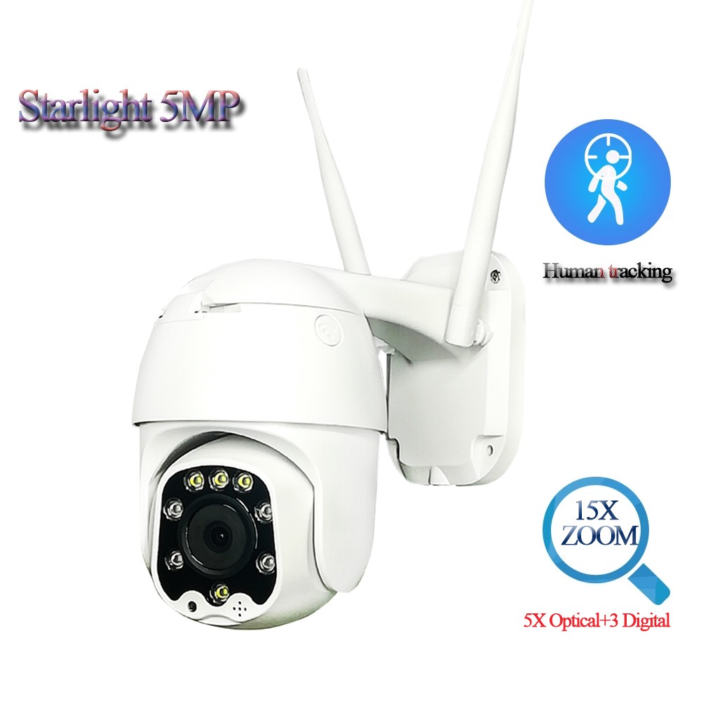 5MP Zoom Wireless 5X Camera Mini WIFI PTZ Camera High Dome CCTV Video Surveillance Camera RTSP Outdoor IR 30M Two Way Audio P2P CamHi