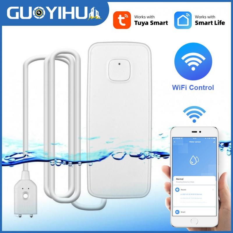 Tuya SmWifi Water Leakage Alarm Sensor Independent Water Leak Sensor Detector Flood Phone Notification Security Alarm System