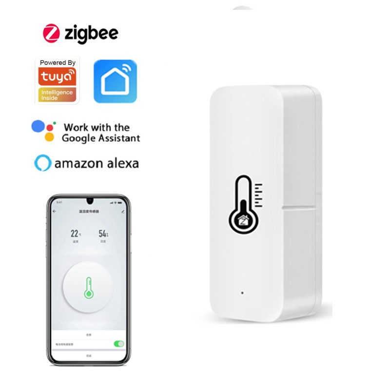 1pc ZigBee Wireless Smart Temperature Humidity Sensor Box Smart Home Detector Work with Alexa Google Home Tuya ZigBee Gateway