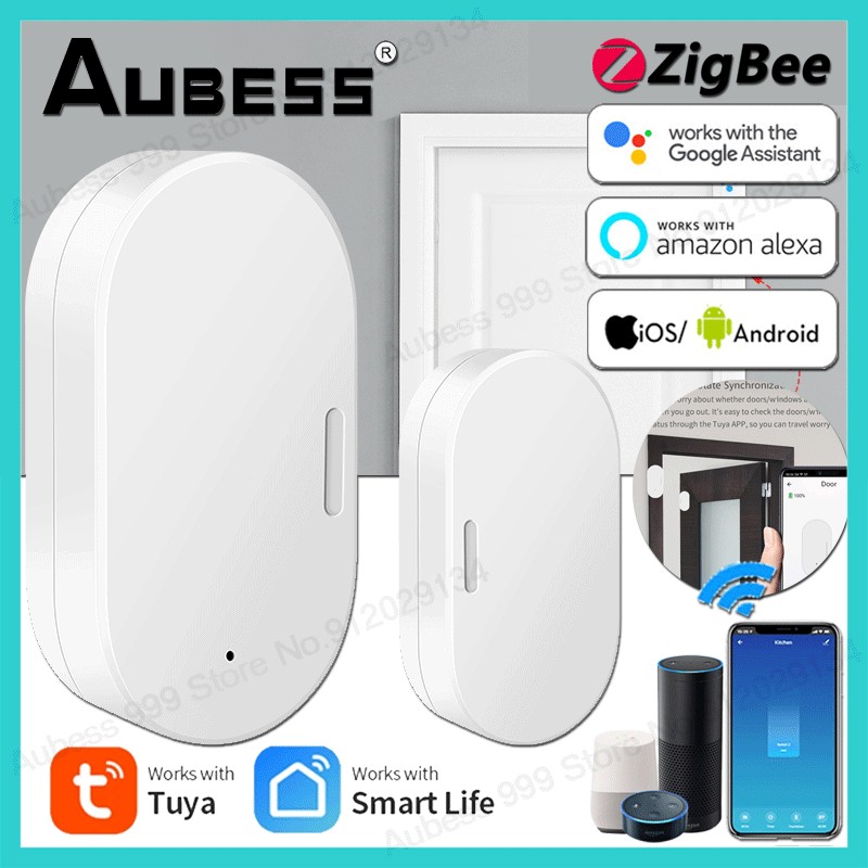 Tuya Smart Zigbee Door Sensor Wireless Smart Door Open/Closed Work Detection Compatible with Alexa Google Home Smart Life APP