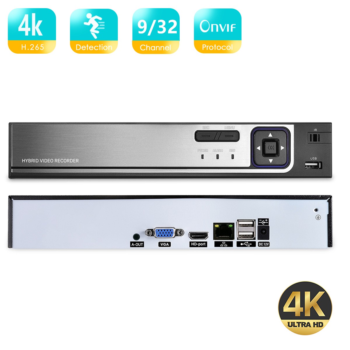 BESDER H.265AI 4K UHD Output CCTV NVR 9CH 16CH 32CH 5MP Video Surveillance Network Recorder Motion Detection P2P Face Detection DVR