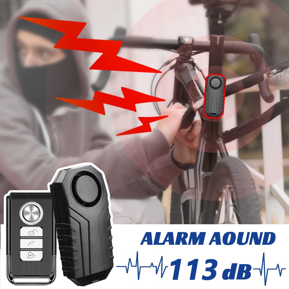 Wireless Remote Control Bike Alarm Waterproof Electric Bicycle Motorcycle Car Security Anti-lost 113DB Vibration Alarm Detector