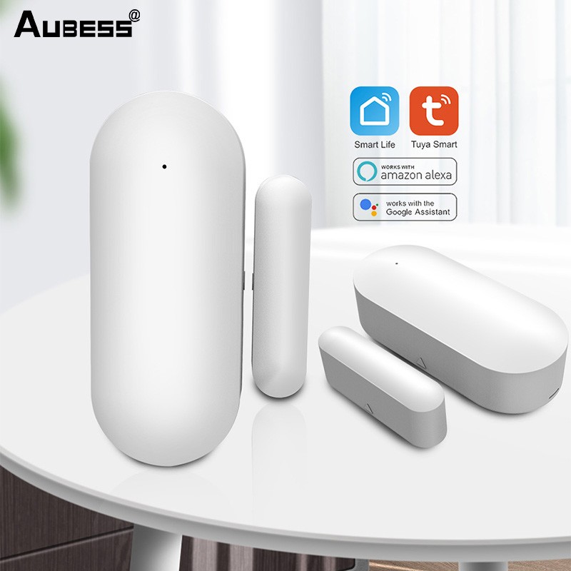 Aubess Tuya Smart WiFi Door/Window Magnetic Sensor Open/Closed Detectors Compatible With Alexa Google Home Smart Life APP