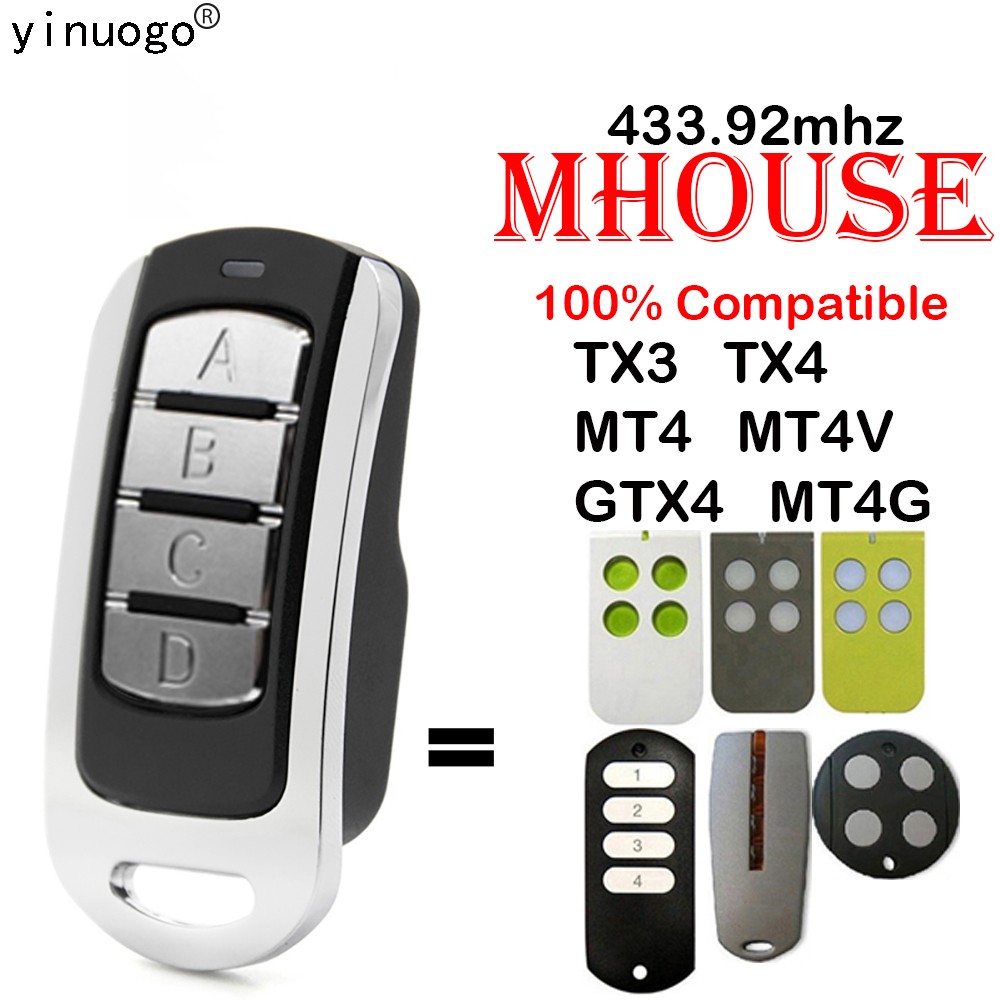 Mhouse TX3 TX4 GTX4 MOOVO MT4 MT4V MT4G Remote Control Garage Door Opener 433.92mhz Rolling Code for MHOUSE MOOVO Remote Control