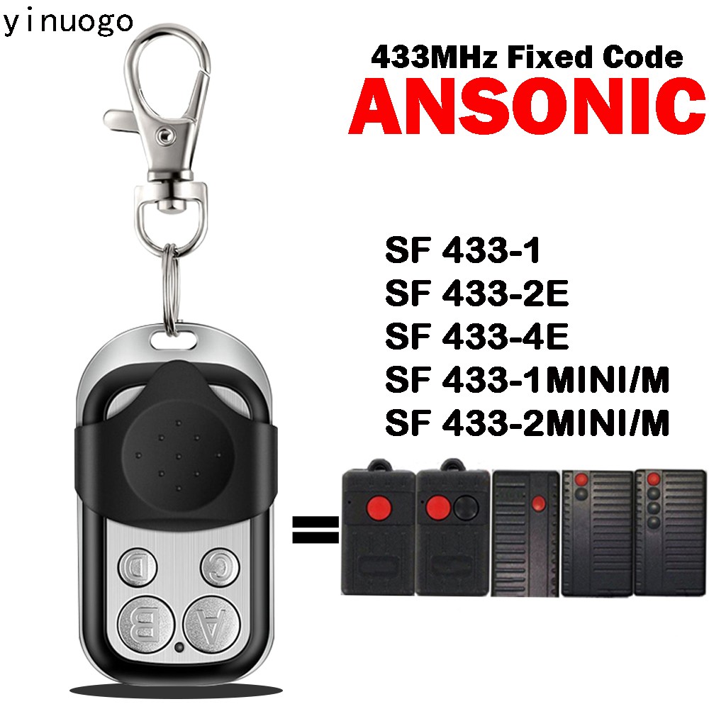 ANSONIC Remote Control SF 433-1MINI/M, SF 433-2MINI/M, SF 433-1, SF 433-2E, SF 433-4E 433mhz Garage Door Opener Switch