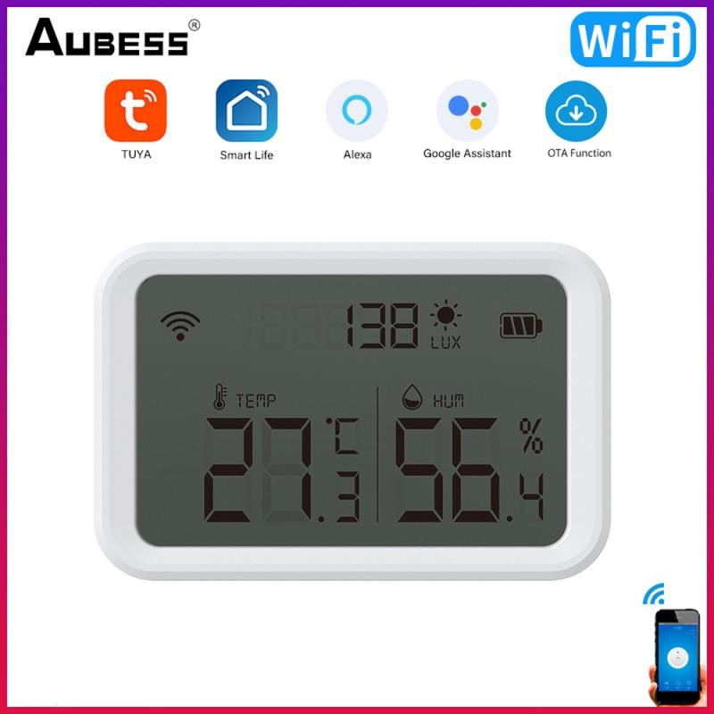 WiFi Smart Home Temperature Humidity Sensor With LCD Screen Indoor Thermometer Work Alexa Google Home Via Tuya APP Control