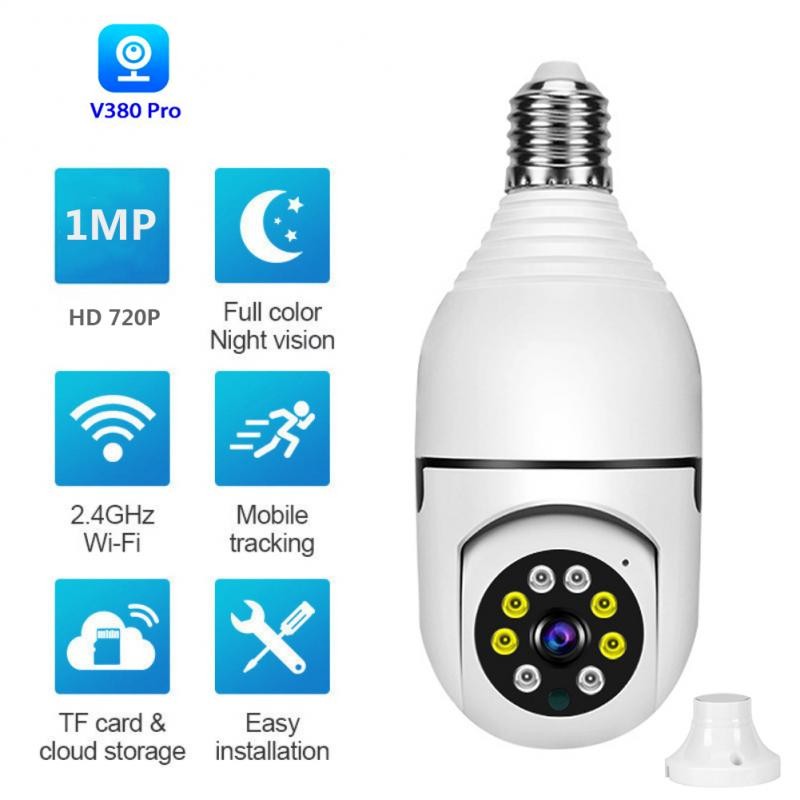 2MP Tuya Smart Life E27 Bulb Lamp Camera 1080P WiFi IP PTZ Infrared Night Vision Home Security Auto Tracking Video Surveillance Camera