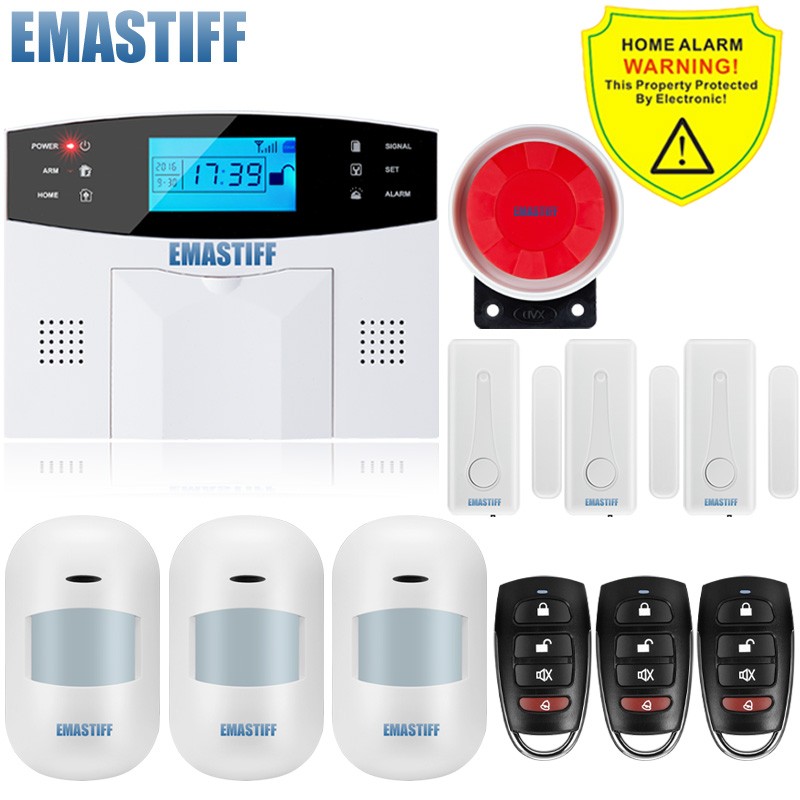 2022 New Built-in Antenna Door Gap Sensor PIR Wireless Motion Detector LCD GSM SIM Card Home Security Alarm System Smoke Flash