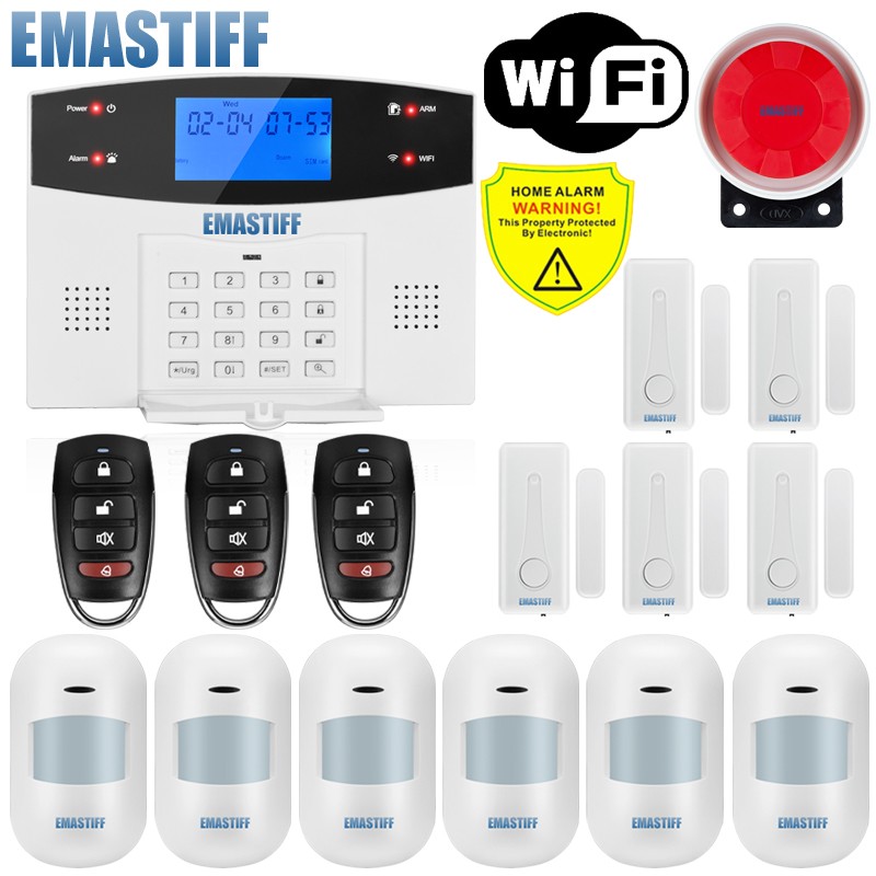 2022 G2BW LCD Keyboard WIFI GSM PSTN Home Burglar Security Wireless Wire Alarm System Motion Detector APP Control Smoke Fire