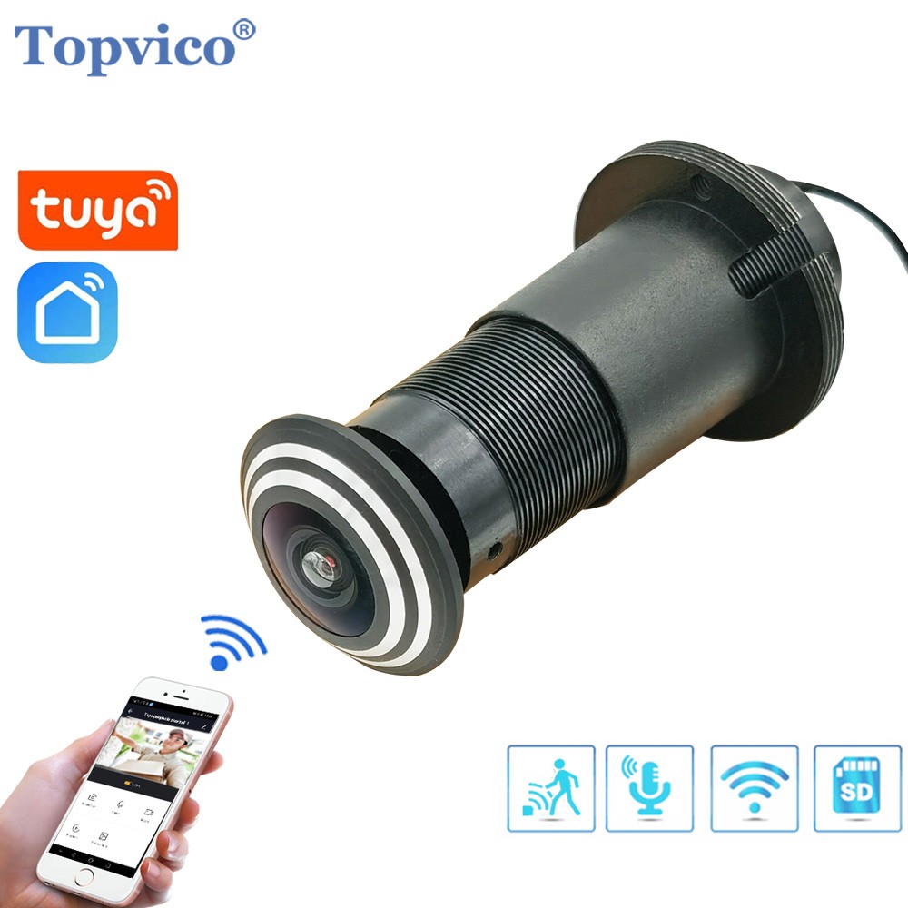 2022 Topvico Tuya Video Peephole Wifi Camera Motion Detection Door Monitor Video Eye Wireless Intercom Home Security Auto Record