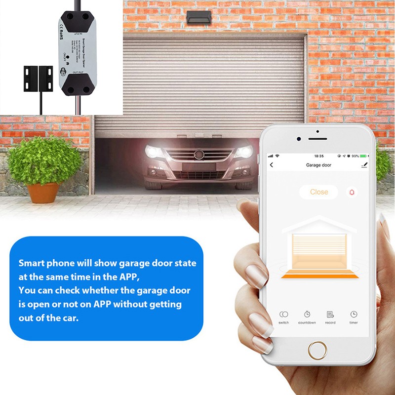 WiFi Garage Door Opener Smart Door Controller Compatible with Alexa Echo Google Home Smart Life Tuyasmart IOS Android APP