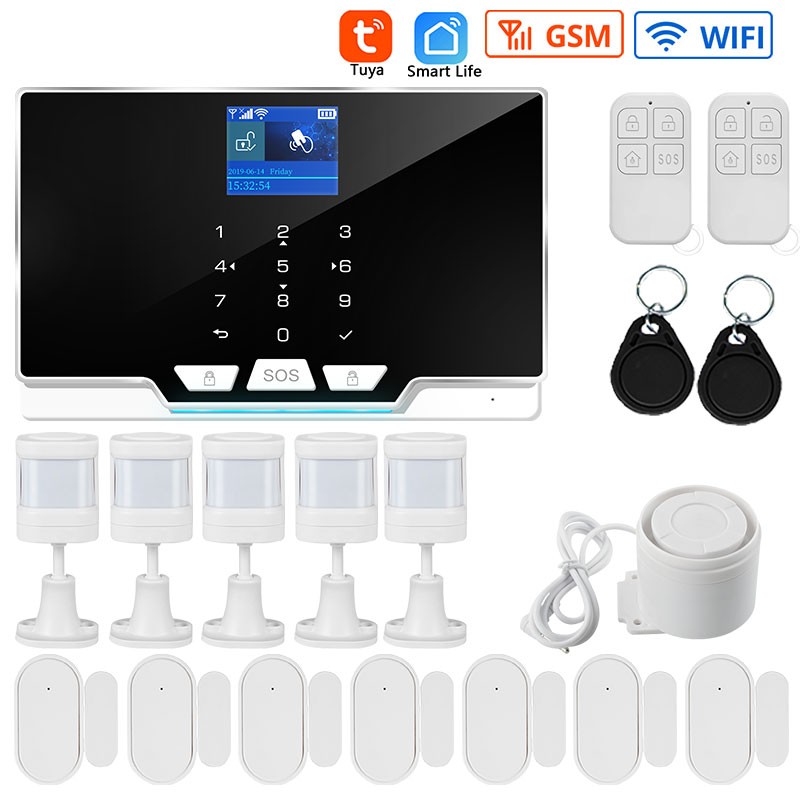 2022 Home Security System Wireless Infrared Alarm WIFI GSM Tuya APP 433MHz Smart Alarm 1.8 Inch TFT Color Display Remote