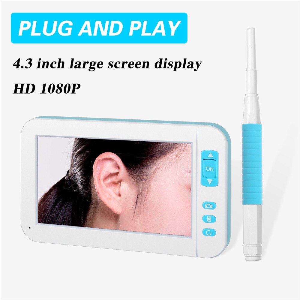 Kebidumei HD 1080P Medical Endoscope Camera 3.9mm Mini Waterproof Wireless Endoscope Inspection Camera 4.3 Inch Screen Otoscope