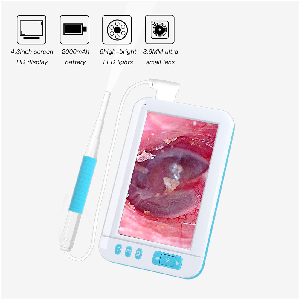 P20 1080P Ear Cleaner Screen 3.9MM Otoscope Endoscope Camera 4.3 inch HD Screen Camera Otoscopio digital Ear Monitor Earpick