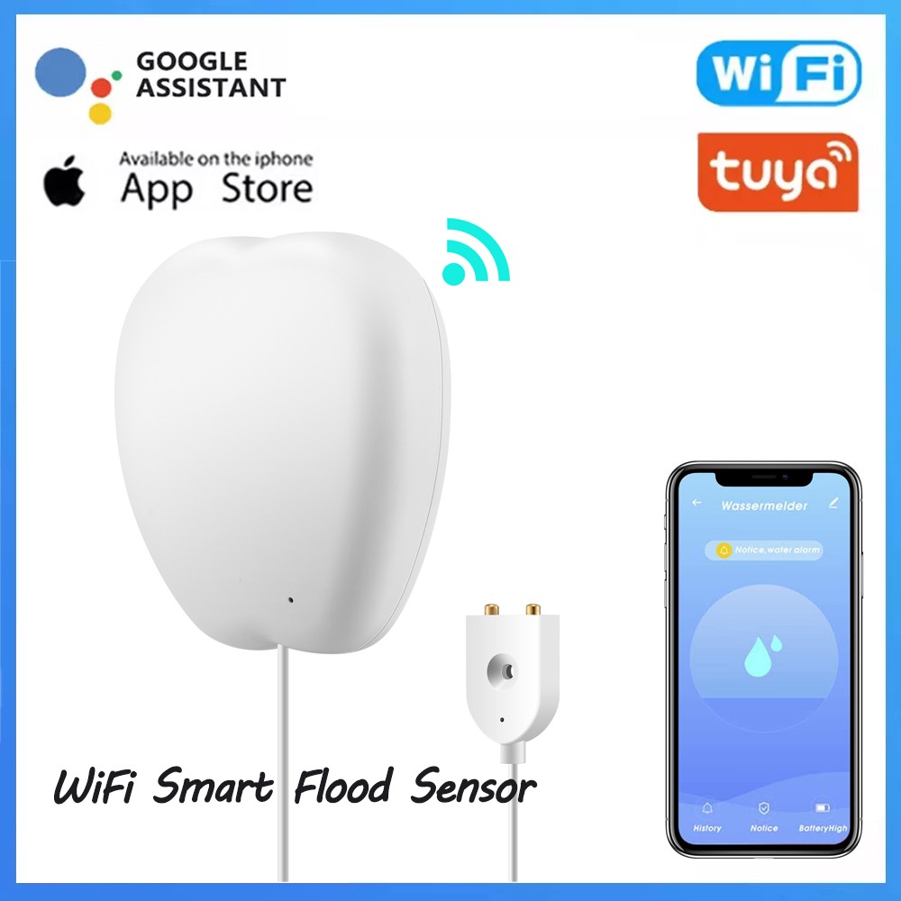 Tuya WiFi Smart Water Leak Sensor Water Leak Sensor Detector Flood Alert Bypass Waterproof APP Remote Control Home Security