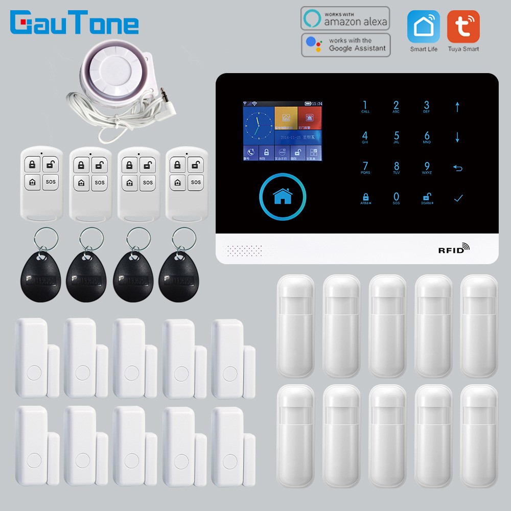 2022 GT APP Remote Control Alarm Button Panel Switchable 9 Languages ​​Wireless Home Security WIFI GSM GPRS Alarm System Rfid Card