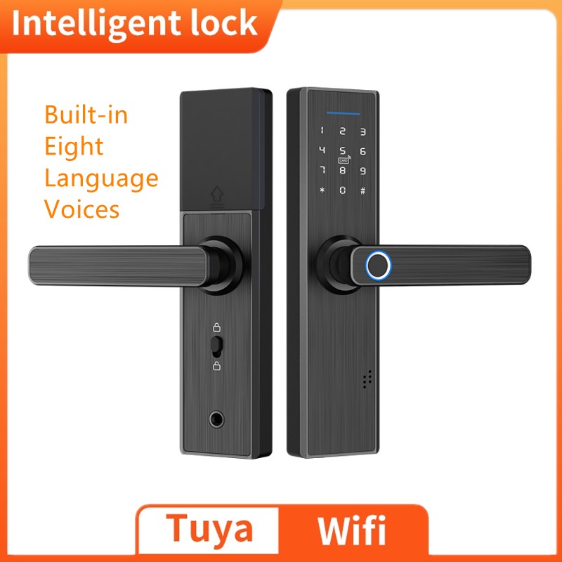 2022 X1 Intelligent Door Lock with Tuya APP Wifi Biometric Fingerprint IC Card Password Key Unlock Built-in Eight Language