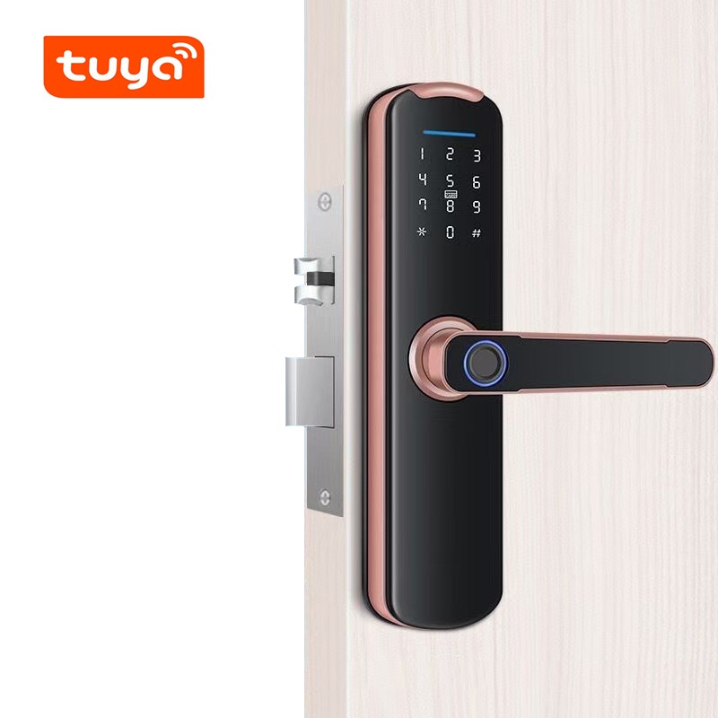 2022 Smart Tuya APP WIFI Phone Remote Control Electric Fingerprint Lock Password Code Number IC Card Door Lock With Key