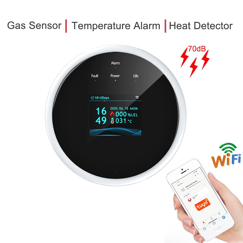 Tuya multifunctional home security protection device fire combustion gas leak detector temperature monitor temperature alarm