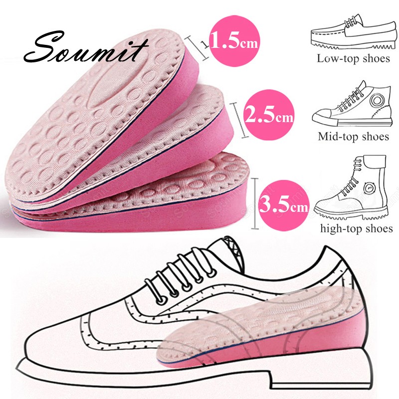 Memory Foam Invisible Height Increase Insoles For Women's Shoes Soles Inner Heel Insert Molds Lift Increase Insoles