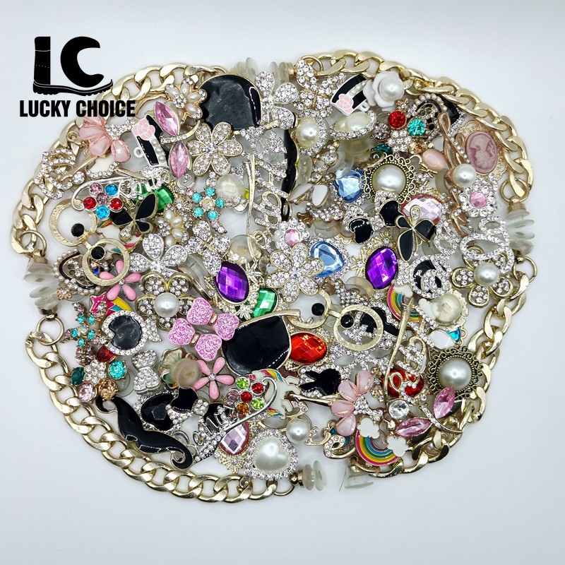 10pcs Random Designer Chain for Croc Charms Shoe Accessories Decoration for Croc Shoes Pendant Buckle Rhinestone Croc Charms