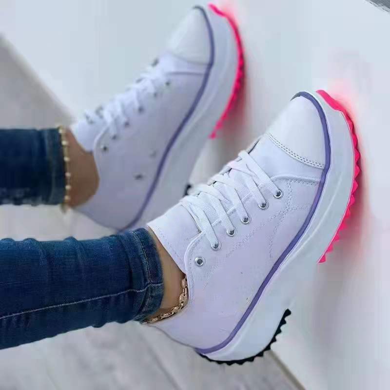 Canvas shoes women 2022 new fashionable canvas shoes breathable high-top casual women's shoes thick-soled lace-up shoes