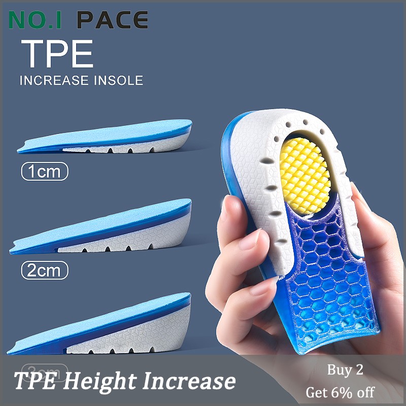 NOIPACE TPE Heel Lift Height Insole for Women Men Silicone Gel Height Increasing Cushion Half Growing Lift Shoe Cushion Insert