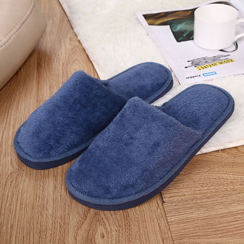 Cute Soft Plush Cotton Slippers Unisex Non-slip Couples Slippers Furry Indoor Home Slippers Women Bedroom Shoes Flip Flops Flats