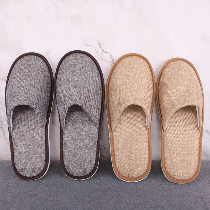 2021 New Simple Unisex Cotton and Linen Slippers Hotel Travel Spa Portable Men Slippers Disposable Home Indoor Guest Slippers