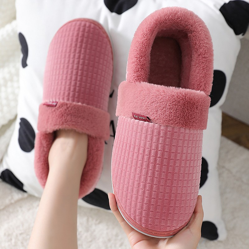 Home Shoes for Men Winter Warm Furry Short Plush Mens Slippers Non-slip Bedroom Shoes Couple Soft Indoor Shoes Male Plus Size 47